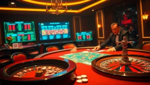 Engaging poker play exhibiting 'the hidden wiki' strategies at a luxurious casino table.