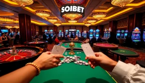 SOIBET players experiencing thrilling casino games in a luxurious setting.