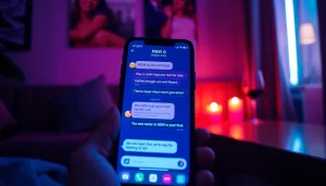 Engaging NSFW AI chat on a smartphone in a cozy, ambient setting