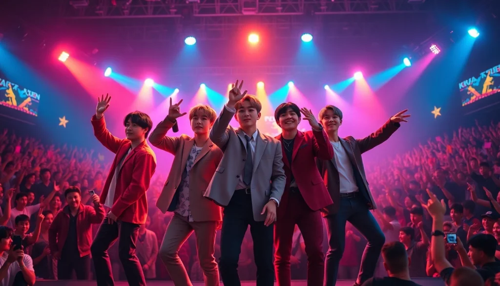 BTS members performing energetically on stage, showcasing their distinct personalities and talents.