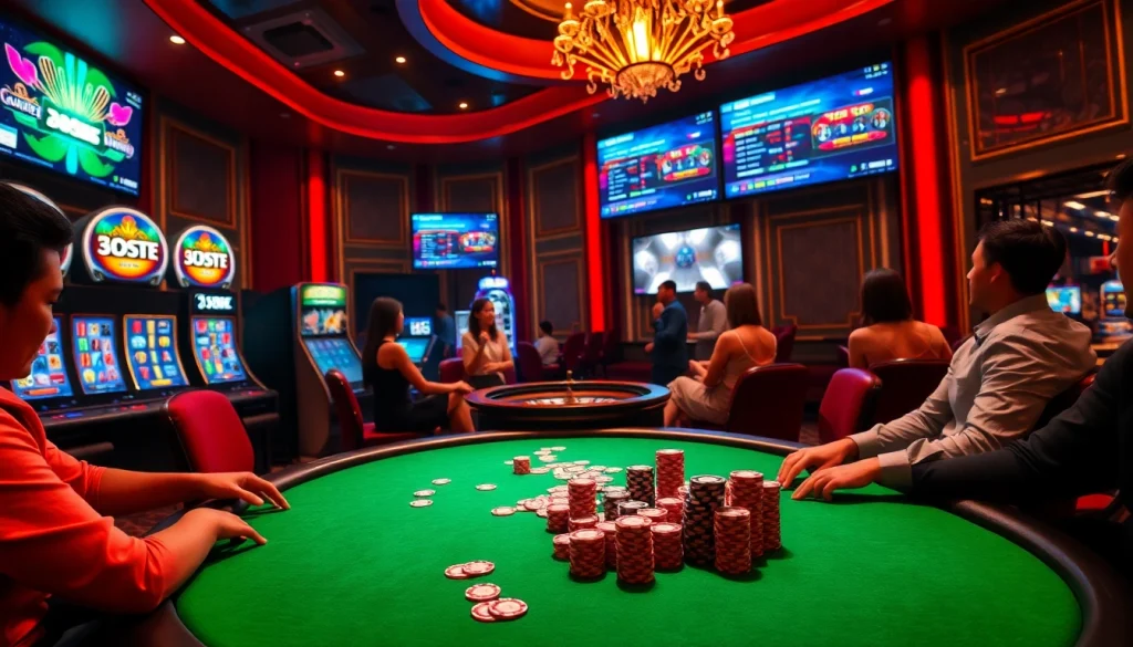 Experience thrilling poker action at https://xx88.nl/ with vibrant casino elements and luxury decor.