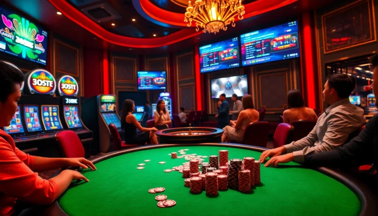 Experience thrilling poker action at https://xx88.nl/ with vibrant casino elements and luxury decor.