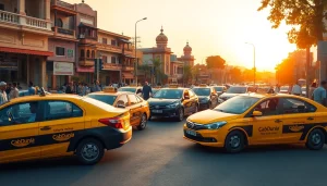 Gurgaon Taxi Service showcasing friendly drivers and clean cabs in a vibrant city setting.