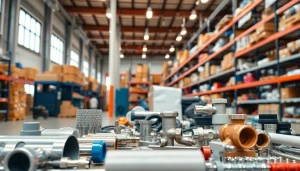 Showcase of Wholesale Plumbing Parts for Contractors in an organized warehouse setting.