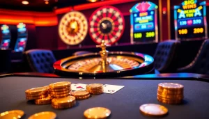 Trải nghiệm những trận đấu đầy cảm giác mạnh tại bàn poker Bet VIP sang trọng với những chip vàng.
