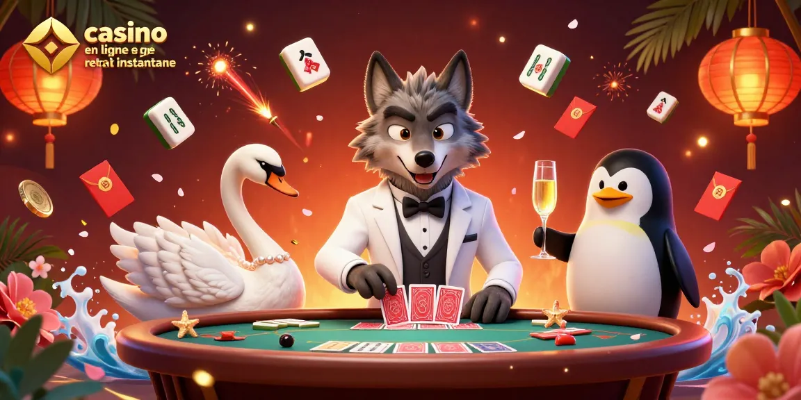 Jouez au casino en ligne retrait instantané avec une illustration animée de luxe, fusionnant élégance et action.