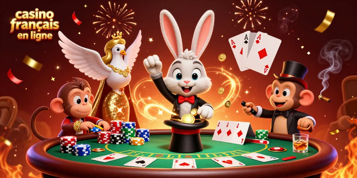 Vente de jetons de poker et pièces d'or par un magicien dans un casino français en ligne.
